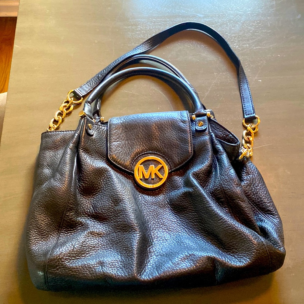 Authentic used Michael Kors leather purse with shoulder and cross body straps